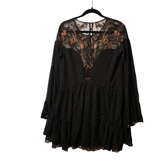 Free People beaded PANAMA CITY MINI DRESS black sz small - Picture 10 of 16